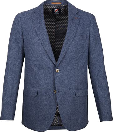 Suitable Blazer Nibe Blauw Herringbone