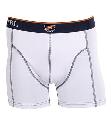 Suitable Boxer Shorts White Navy Stitch