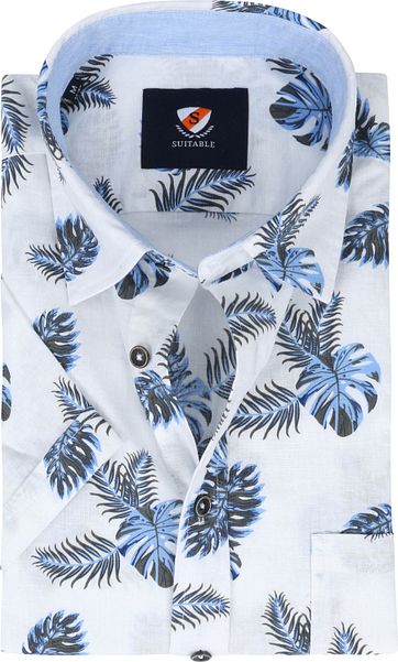 Suitable Collin Overhemd Korte Mouw Bladeren Wit