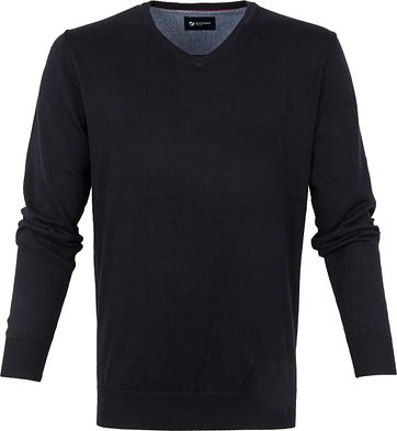 Suitable Cotton Vini Pullover V-Neck Dark Blue