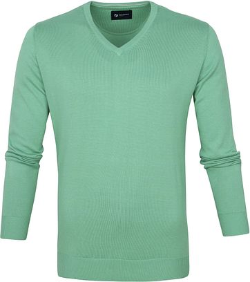 Suitable Cotton Vini Pullover V-Neck Light Green