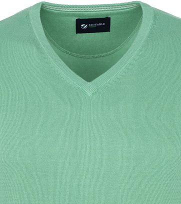 Suitable Cotton Vini Pullover V-Neck Light Green