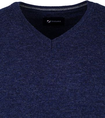 Suitable Fijn Lamswol 12 garen Pullover V-Hals Donkerblauw