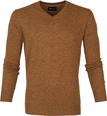 Suitable Fijn Lamswol 12 garen Pullover V-Hals Okergeel