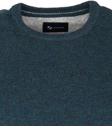 Suitable Fijn Lamswol 9 garen Pullover O-Hals Donkergroen