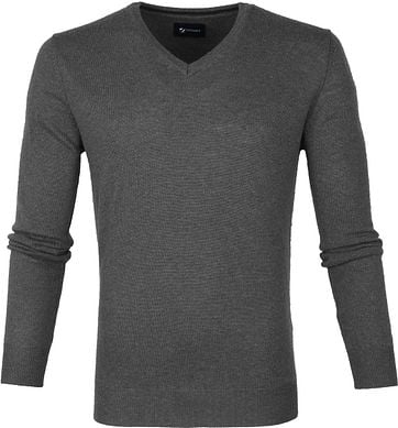 Suitable Fine Lambswool 12 gauge Pullover V-Neck Anthracite
