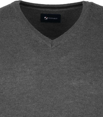 Suitable Fine Lambswool 12 gauge Pullover V-Neck Anthracite