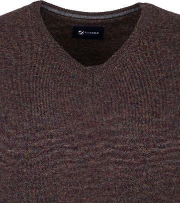 Suitable Fine Lambswool 12 gauge Pullover V-Neck Brown
