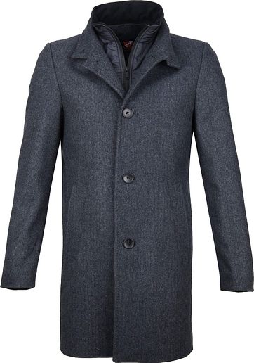 Suitable Hamburg Coat Herringbone Navy