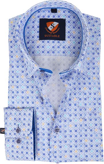 Suitable Hemd Blau Dessin 181-4