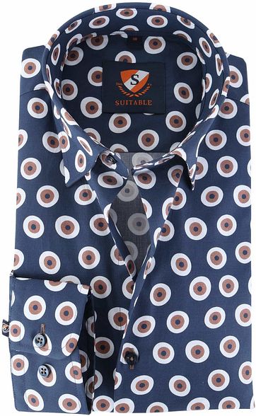 Suitable Hemd Dunkelblau Braun 141-5