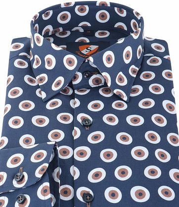 Suitable Hemd Dunkelblau Braun 141-5