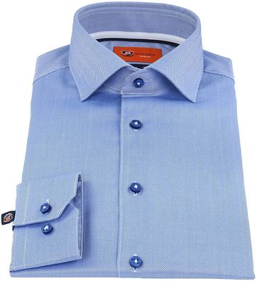 Suitable Hemd Herringbone Blau