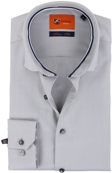 Suitable Hemd Herringbone Grau