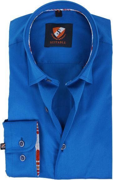 Suitable Hemd Kobalt Satin