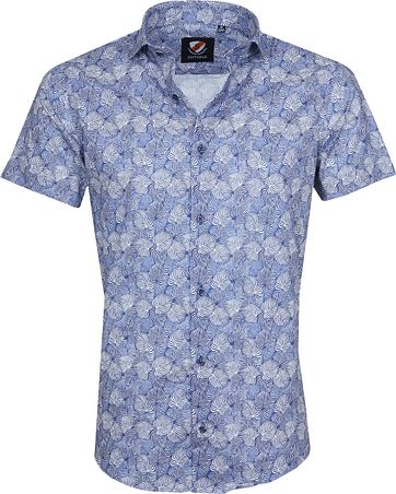 Suitable Hemd SS Leaves Blau