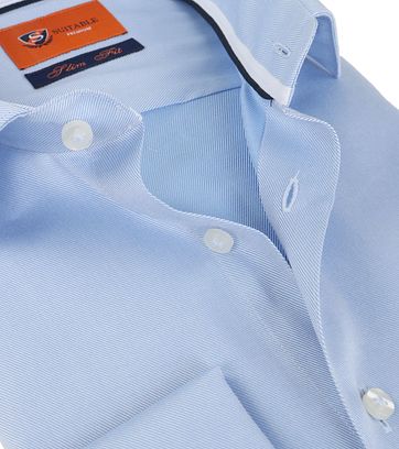 Suitable Hemd Twill Blue Doppel Cuff