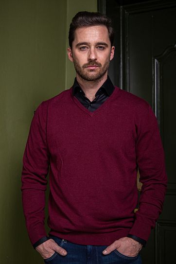 Suitable Katoen Vini Pullover V-Hals Bordeaux