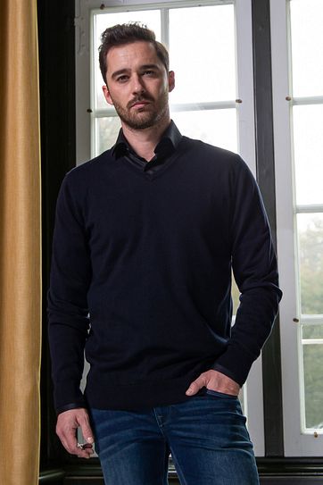 Suitable Katoen Vini Pullover V-Hals Donkerblauw