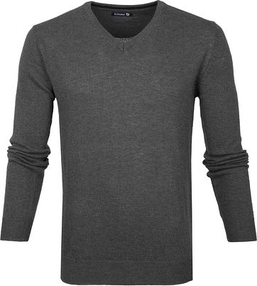 Suitable Lambswool Pullover V-Neck Grey