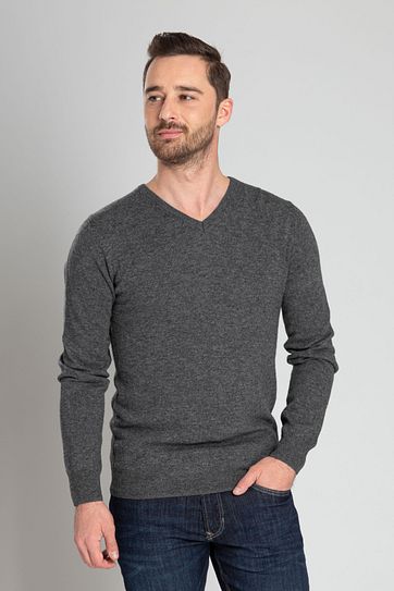 Suitable Lambswool Pullover V-Neck Grey
