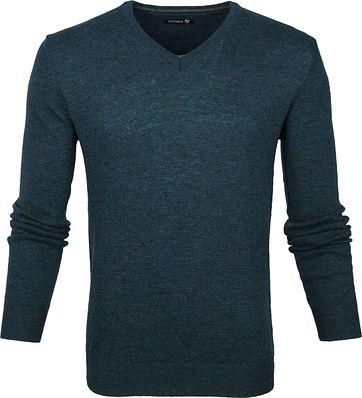 Suitable Lamswol Pullover V-Hals Groen
