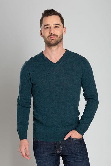 Suitable Lamswol Pullover V-Hals Groen
