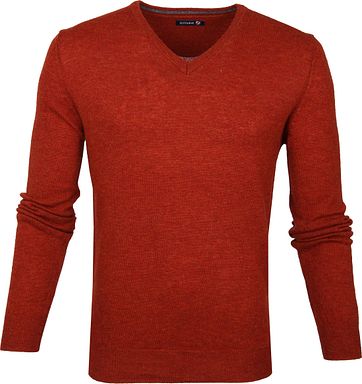 Suitable Lamswol Pullover V-Hals Oranje