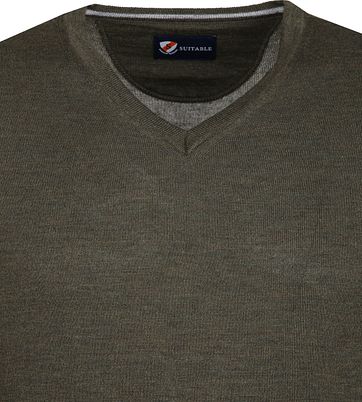 Suitable Merino Pullover Donkergroen