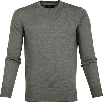 Suitable Merino Pullover O-Ausschnitt Grün
