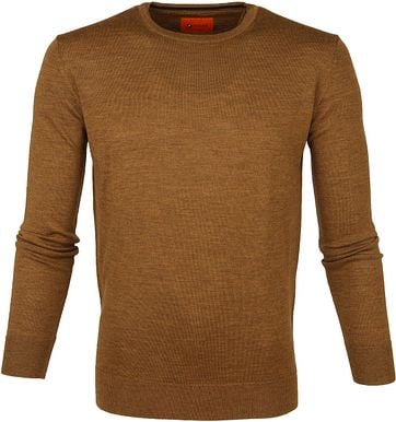 Suitable Merino Trui O-neck Oker Bruin