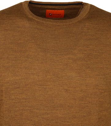 Suitable Merino Trui O-neck Oker Bruin