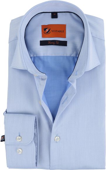 Suitable Overhemd Blauw Skinny Fit