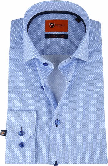 Suitable Overhemd Blauw Slim Fit