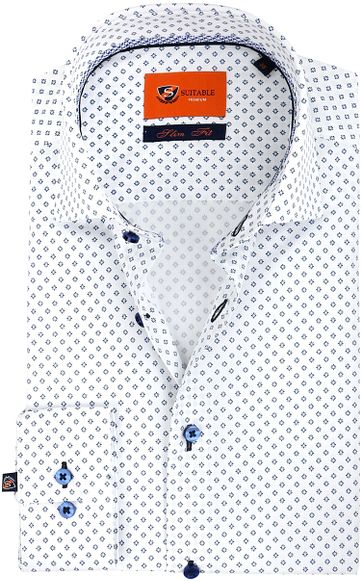 Suitable Overhemd Bloem Wit Blauw suitable kopen in de aanbieding