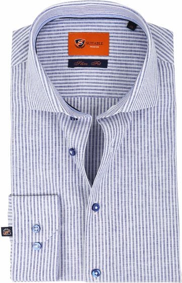 Suitable Overhemd Linnen Blauw D81 14 suitable kopen in de aanbieding