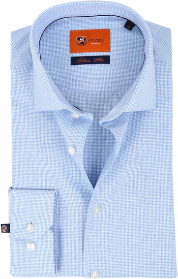 Suitable Overhemd Linnen Ruit Blauw D81 15 suitable kopen in de aanbieding