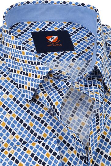 Suitable Overhemd Ruit Blauw Geel
