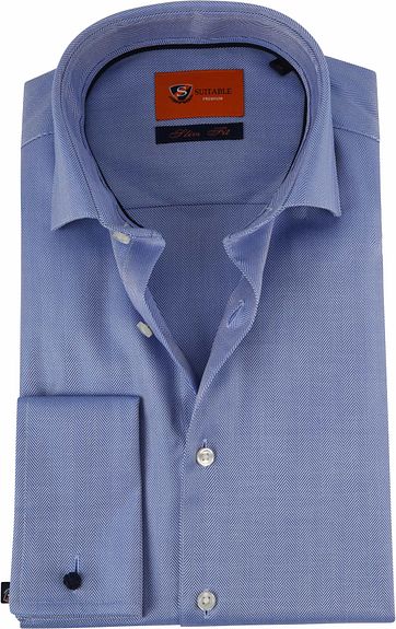 Suitable Overhemd SF Herringbone Blue