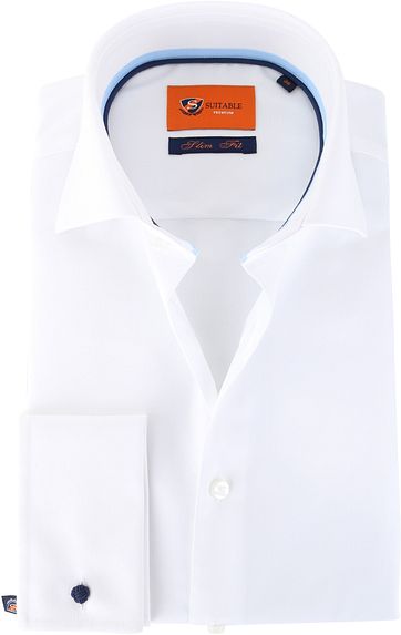Suitable Overhemd White Twill Dubbelmanchet