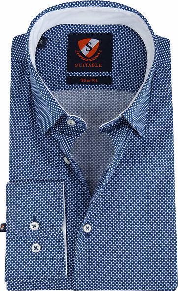 Suitable Overhemd Willem Indigo Dessin