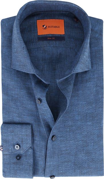 Suitable Overhemd WS Linnen Indigo Blauw