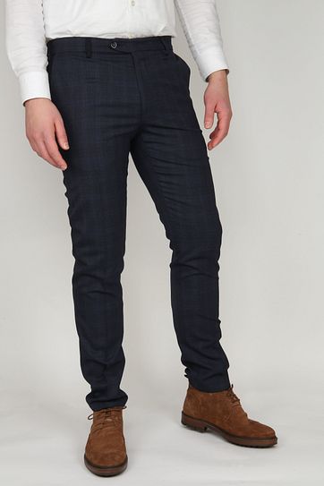 Suitable Premium Pantalon Milano Checked Navy