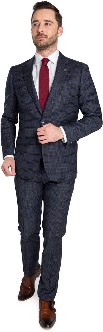 Suitable Prestige Kostuum Ruiten Navy