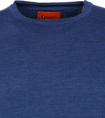 Suitable Pullover Merino O-neck Blauw