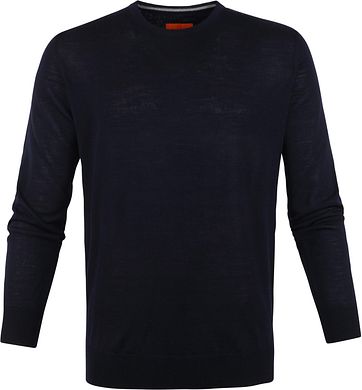 Suitable Pullover Merino O-neck Donkerblauw