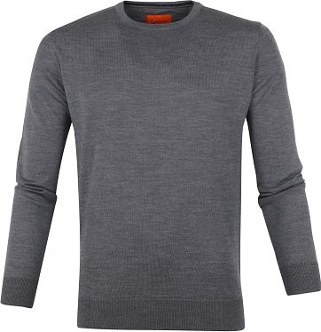 Suitable Pullover Merino O-neck Grijs