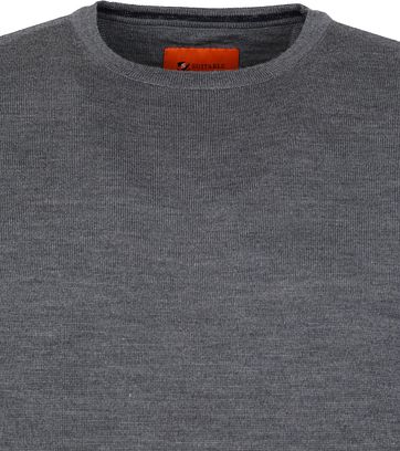 Suitable Pullover Merino O-neck Grijs
