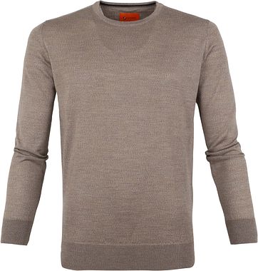 Suitable Pullover Merino O-neck Lichtbruin