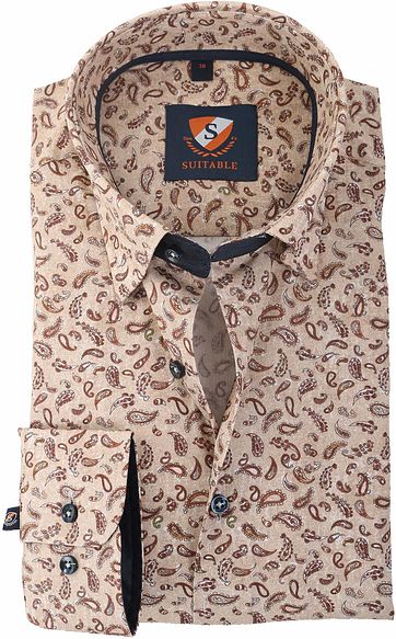 Suitable Shirt Brown Print 147-5